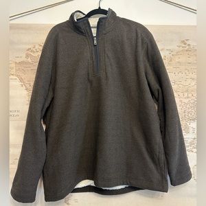 Men’s Orvis Fleece Lined Quarter Zip Pullover Sweater Size XXL Brown And Black